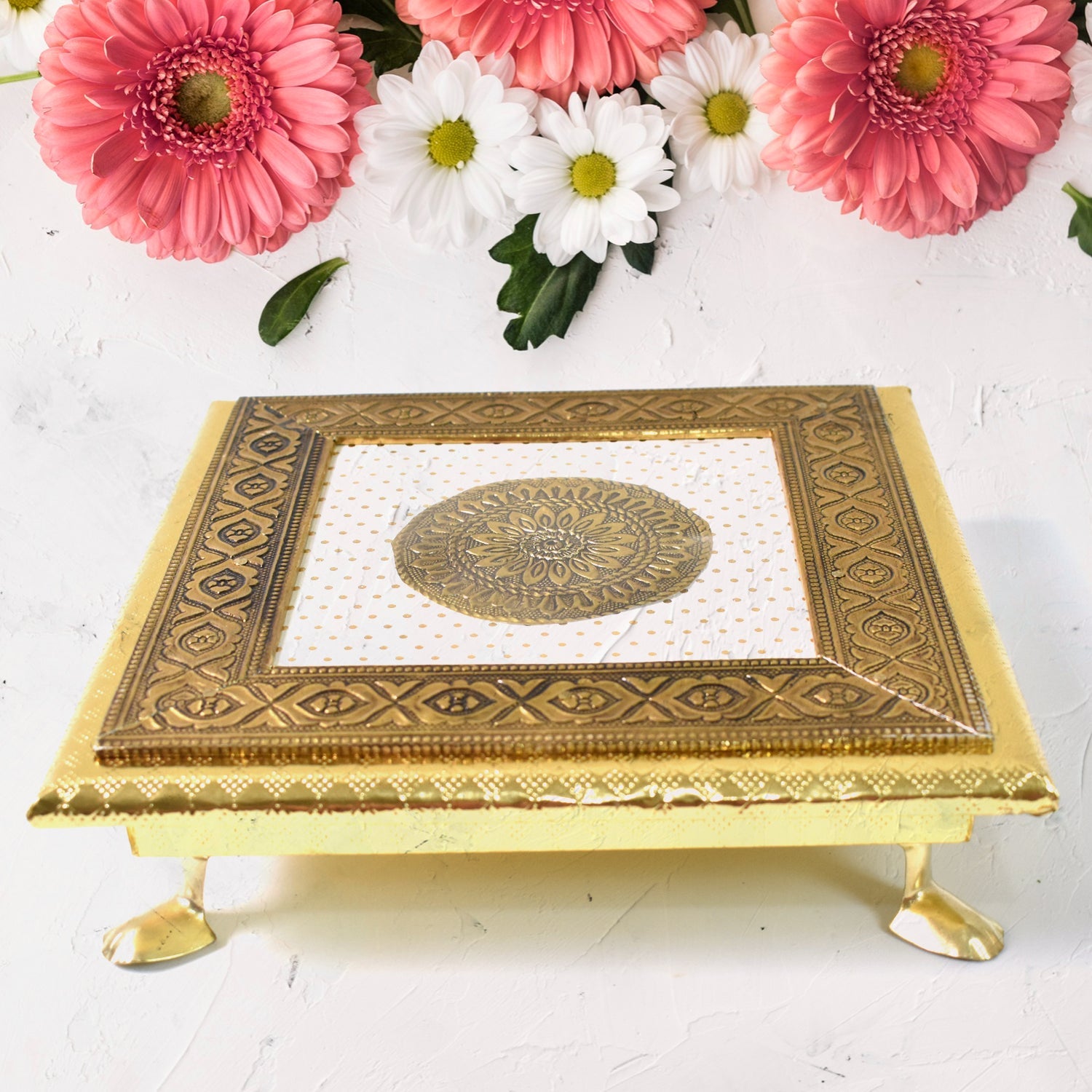 Traditional Gold-Plated Pooja Chowki Traditional Gold-Plated Pooja Chowki